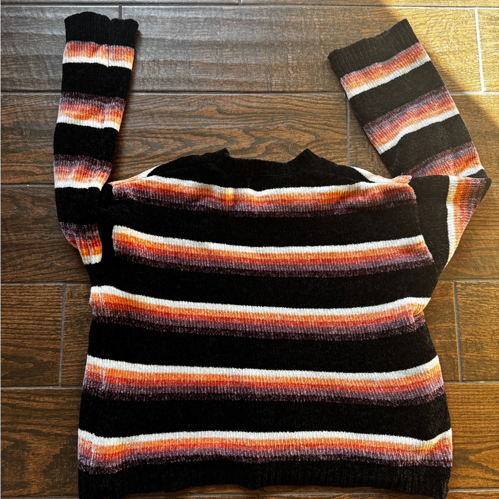 O’Neill Striped Chenille Cropped Sweater Women’s Small | Black Multi Color